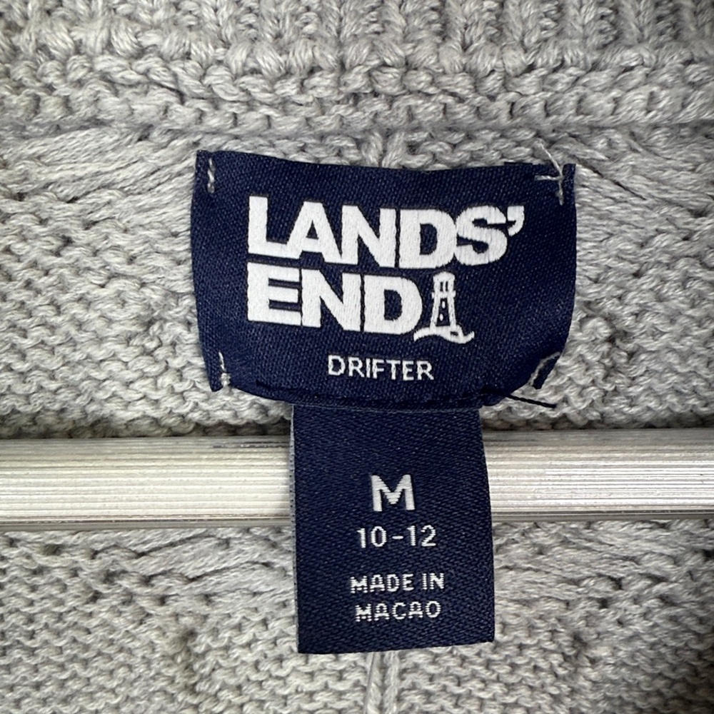 Lands End Women’s 1/4 Zip Cable Knit Drifter Sweater in Gray NEW W2220 Sz M - Picture 5 of 9